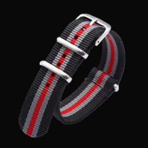 18mm Black, Grey and Red NATO Militar Reloj Strap – Authe