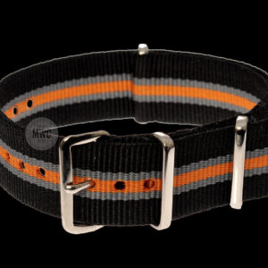 18mm Black, Grey and Tangerine NATO Militar Reloj Strap –