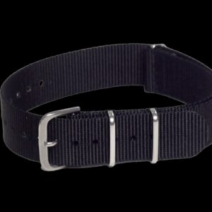 18mm Black NATO Militar Reloj Strap with Matt Stainless Fasteners