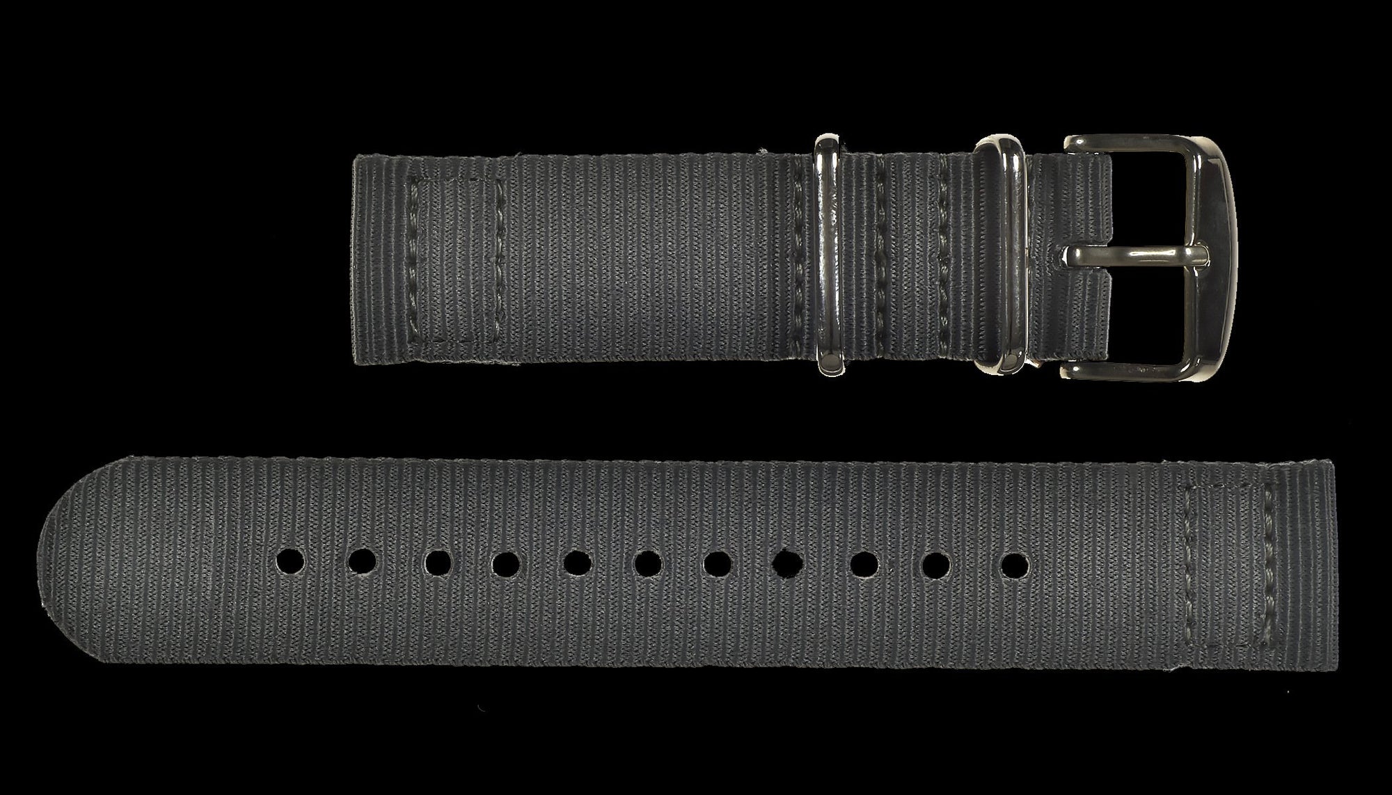 2 Piece 22mm Grey NATO Militar Reloj Strap in Ballistic Nylon with – Grijs
