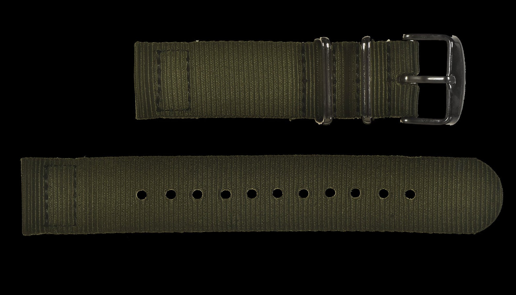 2 Piece 22mm Olive NATO Militar Reloj Strap in Ballistic Nylon – Verde