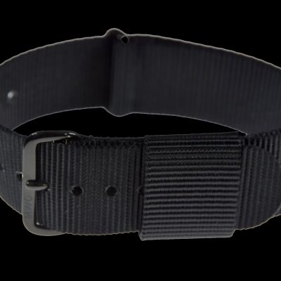 18mm Amerikaans Pattern Black Militar Reloj Strap with negro PVD