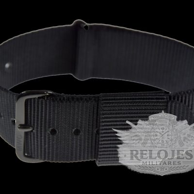 18mm Amerikaans Pattern Black Militar Reloj Strap with negro PVD