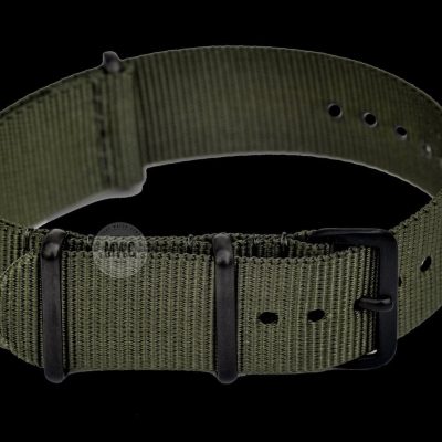 18mm Olive NATO Militar Reloj Strap with negro PVD fittings