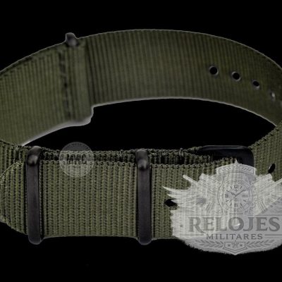 18mm Olive NATO Militar Reloj Strap with negro PVD fittings