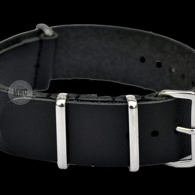 18mm Black Leather NATO Militar Reloj Strap