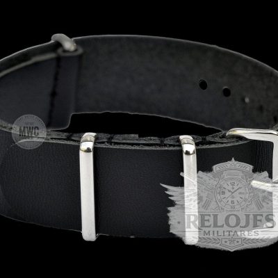 18mm Black Leather NATO Militar Reloj Strap