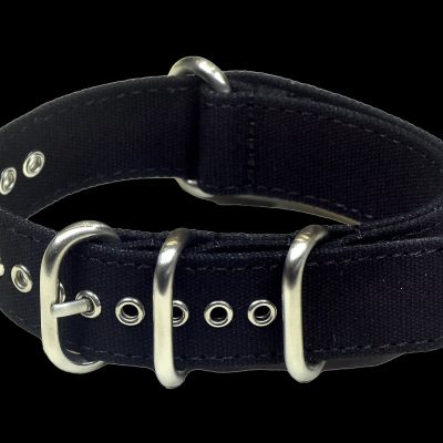 Black 20mm Retro Pattern Canvas One Piece Strap – Auténtico