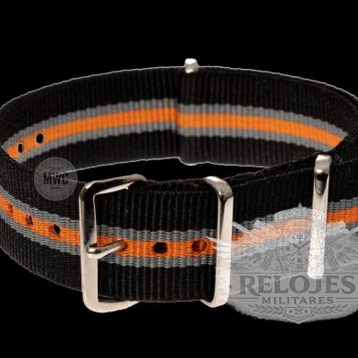 22mm Black, Grey and Tangerine NATO Militar Reloj Strap