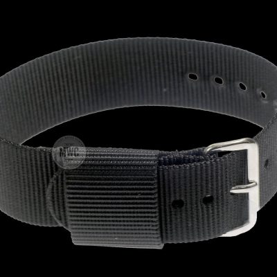 20mm Amerikaans Pattern Black Militar Reloj Strap (Chrome Buckles)