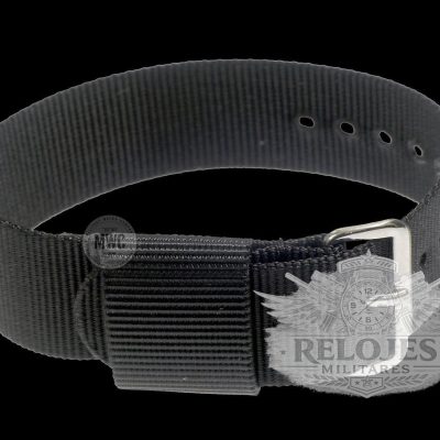 20mm Amerikaans Pattern Black Militar Reloj Strap (Chrome Buckles)