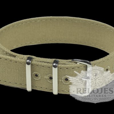 Retro Pattern 18mm Canvas Militar Reloj Strap in Kaki