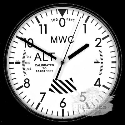 MWC Limited Edition Altimeter Wall Clock with White Dial, Silent