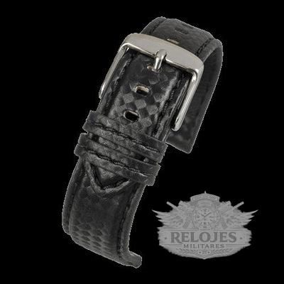 24mm Premium Black Carbon Fibre Reloj Strap with Matching