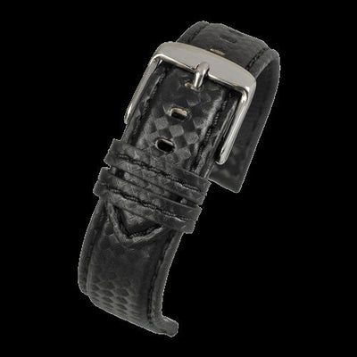 22mm Premium Black Carbon Fibre Reloj Strap with Matching