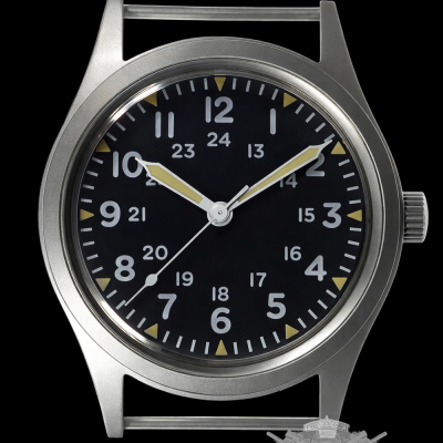 GG-W-113 U.S 1960s Pattern Handwound Militar Reloj with plexiglás – NATO strap
