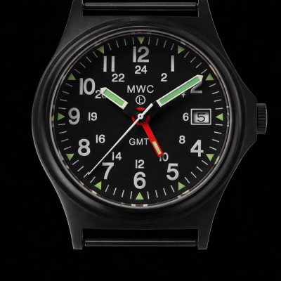 MWC GMT (Dual Time Zone) 200m/660ft resistente al agua Militar Reloj – Negro
