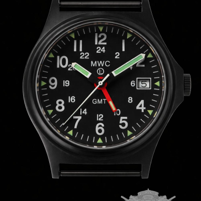 MWC GMT (Dual Time Zone) 200m/660ft resistente al agua Militar Reloj – Negro