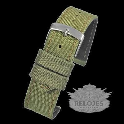 2 Piece Retro Pattern 18mm Canvas Militar Reloj Strap in Olive