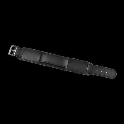Black 1950s Pattern 18mm Leather Militar Reloj Strap with Chrome