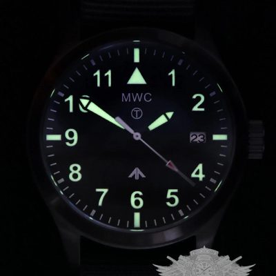MWC Classic 40mm Covert negro PVD Steel Aviator Reloj with