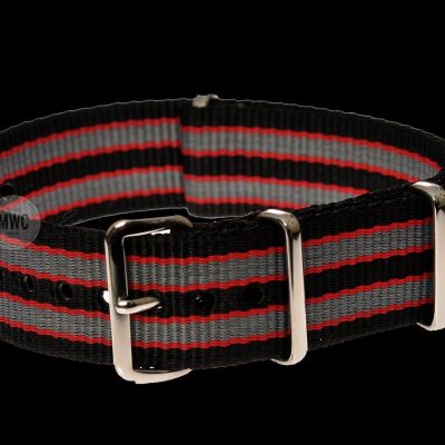 20mm Black, Red and Grey NATO Militar Reloj Strap