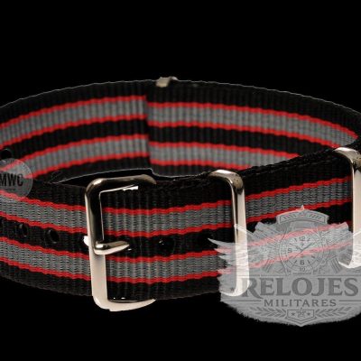 20mm Black, Red and Grey NATO Militar Reloj Strap