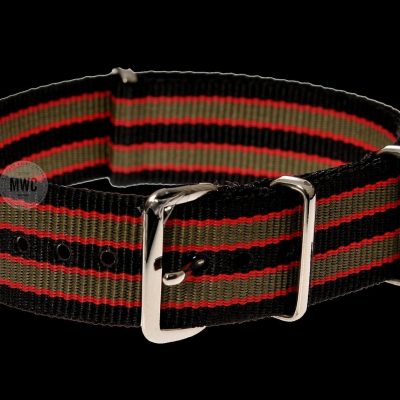 18mm Black, Red and Olive Green NATO Militar Reloj Strap