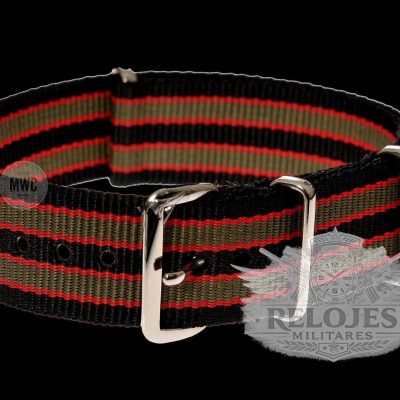 20mm Black, Red and Olive Green NATO Militar Reloj Strap
