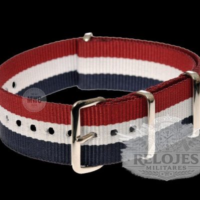 22mm Blue, White and Red NATO Militar Reloj Strap