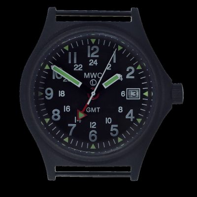 MWC GMT (Dual Time Zone) 100m resistente al agua Militar Reloj in – Negro