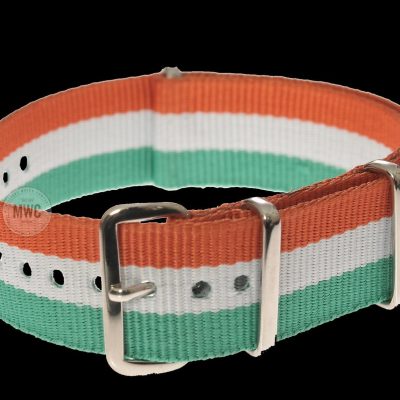 Ireland – 18mm «Orange, White and Green» NATO Militar Reloj Strap