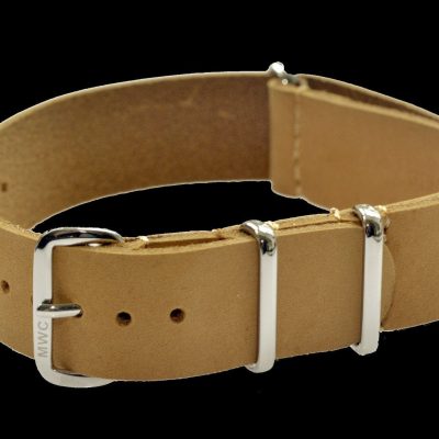 18mm Light Brown Leather NATO Militar Reloj Strap