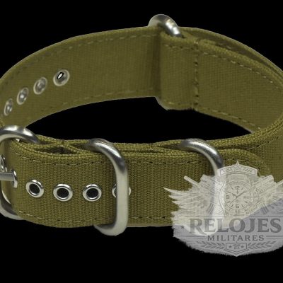 Army Green 22mm Retro Pattern Canvas One Piece Strap – Authe