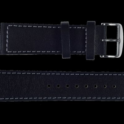 24mm MWC Branded Black Leather Reloj Strap with roestvrij staal