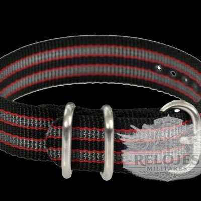 18mm black, Red and Grey Zulu Militar Reloj Strap