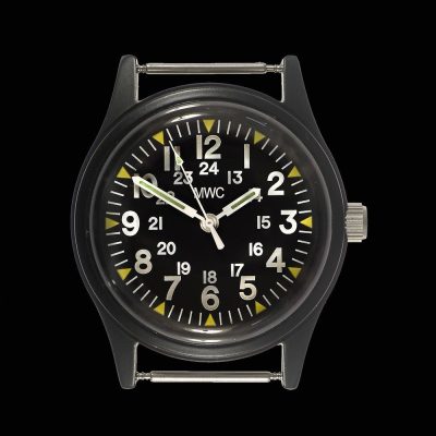 MWC Classic 1960s/70s Pattern Matt Black Vietnam Reloj on Matching – Negro