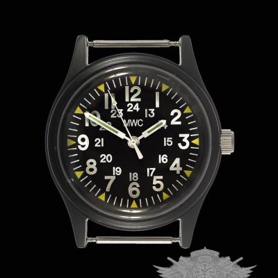 MWC Classic 1960s/70s Pattern Matt Black Vietnam Reloj on Matching – Negro