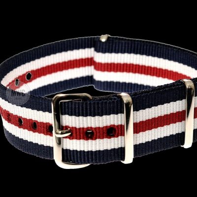 20mm Red, White and Blue NATO Militar Reloj Strap