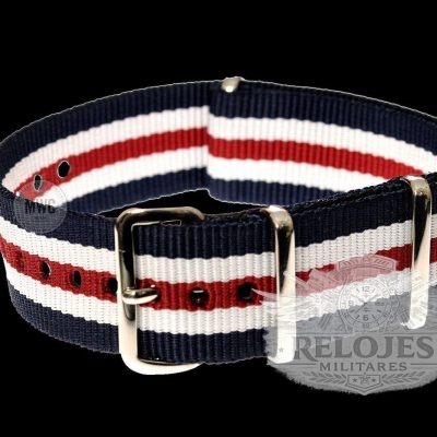 20mm Red, White and Blue NATO Militar Reloj Strap