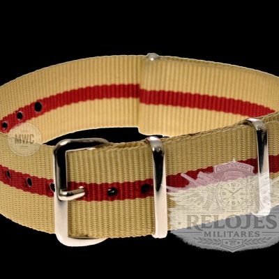 18mm Sand and Red NATO Militar Reloj Strap
