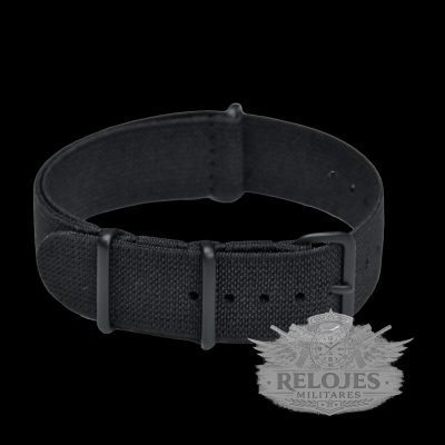 20mm Elasticated Black NATO Militar Reloj Strap with PVD Buckles
