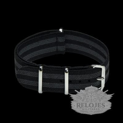 20mm Elasticated «Bond» Black and Grey NATO Militar Reloj Strap