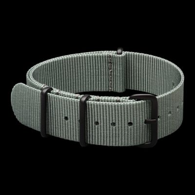 20mm Grey NATO Reloj Strap with PVD Black roestvrij staal Covert