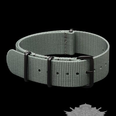 20mm Grey NATO Reloj Strap with PVD Black roestvrij staal Covert