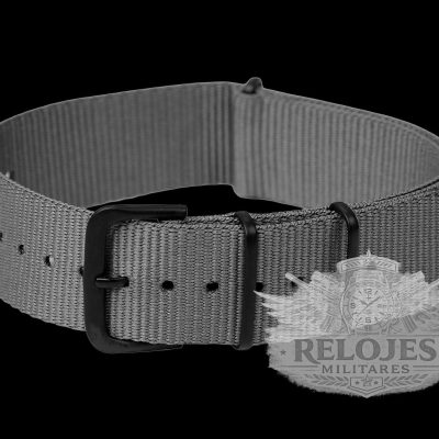 20mm Grey NATO Reloj Strap with PVD Black Covert Buckles – Negro