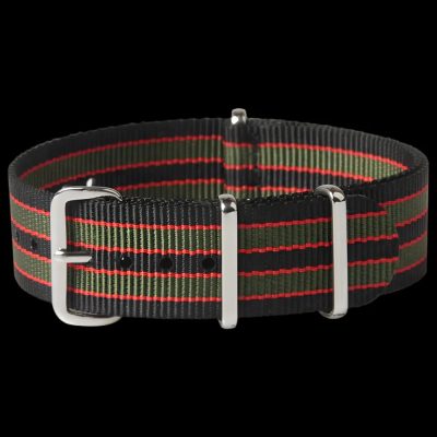 24mm Black, Red and Olive Green NATO Militar Reloj Strap