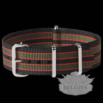 24mm Black, Red and Olive Green NATO Militar Reloj Strap