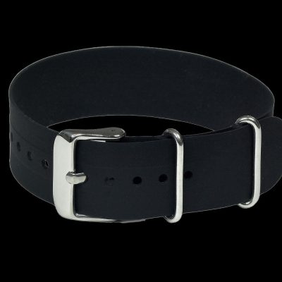 22mm Black Silicone/Rubber NATO Militar Reloj Strap