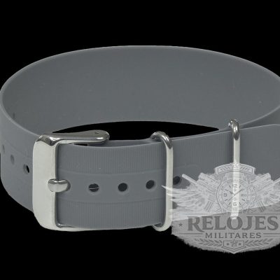 22mm Grey Silicone/Rubber NATO Militar Reloj Strap